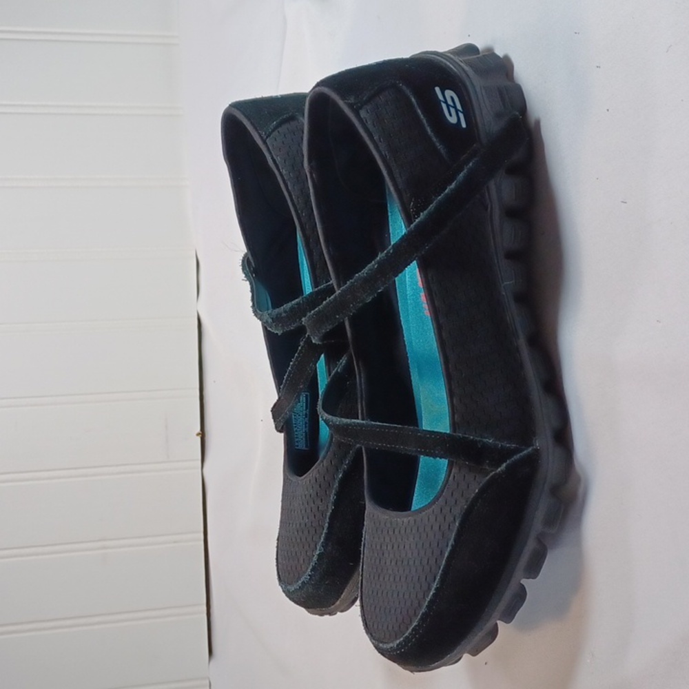 Skechers Women's Slip-On Mary Jane Sneakers - Black & Teal 7.5 M - Picture 4 of 9